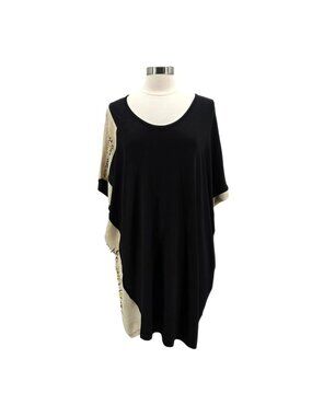 Darkwin Womens Large Shirt Dress Oversized You Pretty Thing Beaded Black Boho